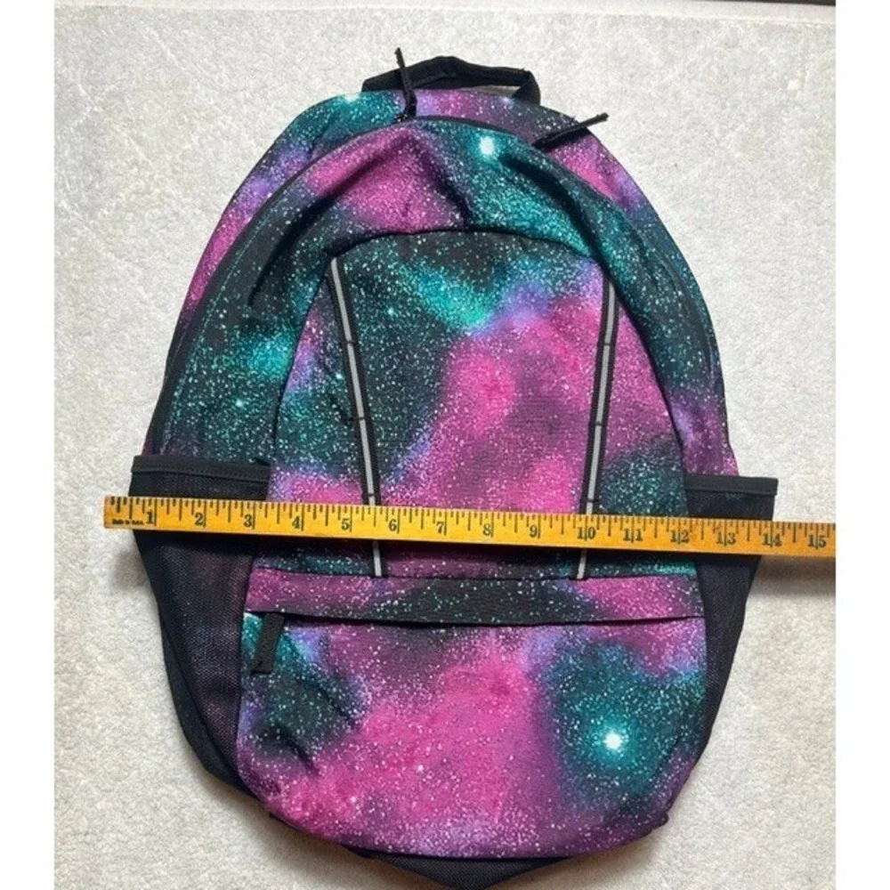 Lands' End Backpack Vibrant Pink And Teal Galaxy Mesh Water Bottle Pockets -2002